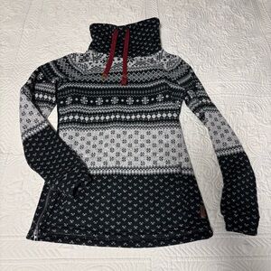 Roots womens size small Black gray White Cowl Neck Sweater